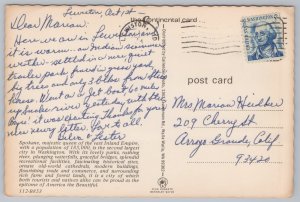 State View~Highway By Spokane At Twilight~Continental Postcard