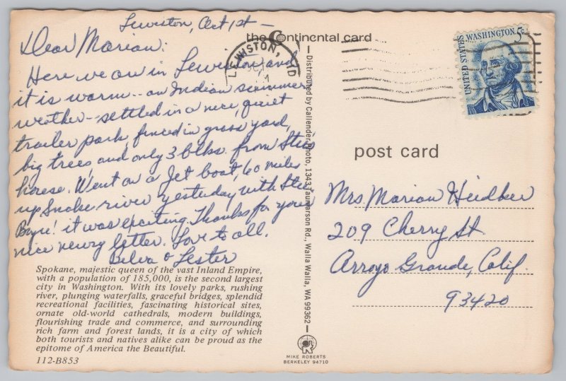 State View~Highway By Spokane At Twilight~Continental Postcard