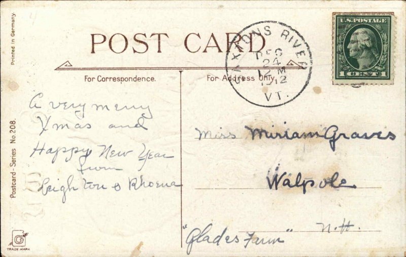 Frances Brundage Christmas Little Girl with Santa Letter c1910 Vintage Postcard