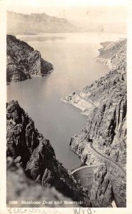 Yellowstone Wyoming Shoshone Road Dam and Reservoir Real Photo Postcard AA14716