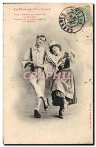 Old Postcard Fantasy Woman fricassee (Norman dance) folklore