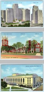 3 Postcard NEW ORLEANS, LA ~ Hospital, Loyola University, Auditorium 1940s Linen