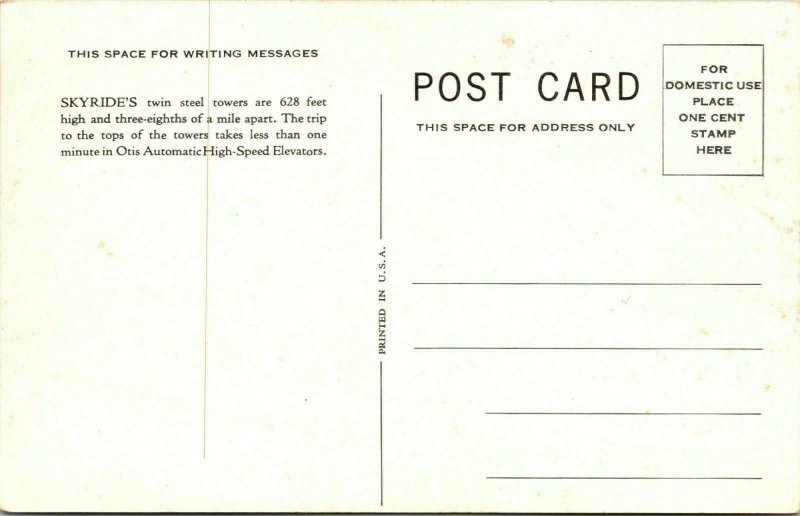 Vintage World's Fair Otis Elevator Sky Ride 1933 