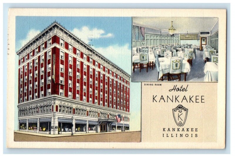 1949 Hotel And Dining Room Kankakee Illinois IL Posted Vintage Postcard