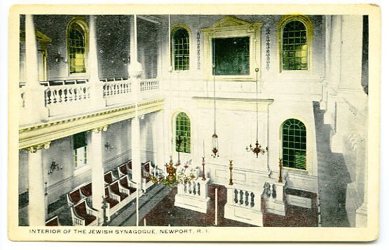 Jewish Synagogue Newport RI Interior Vintage Original Postcard
