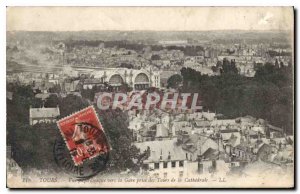 Old Postcard Panoramic Tours to the station taking the Cathedrale Tours