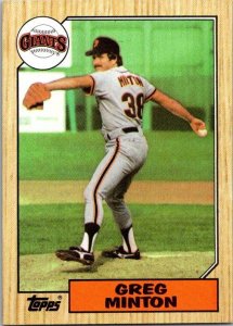 1987 Topps Baseball Card Greg Minton San Francisco Giants sk3390