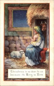 Whitney Christmas Nativity Mary with Baby Jesus and Animals Vintage Postcard