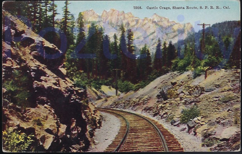 CASTLE CRAGS, SHASTA ROUTE,S.P.R.R. CALIFORNIA