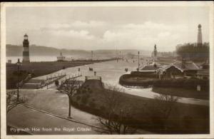 Plymouth Hoe UK Lighthouse c1915 Real Photo Postcard