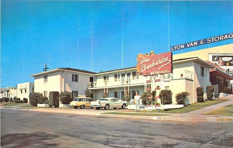 San Diego CA Berkshire Motor Hotel Lyon Van & Storage Billboard Postcard