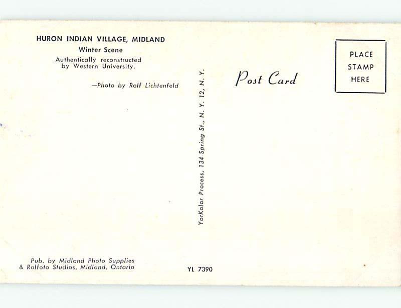 Unused Pre-1980 HURON NATIVE INDIAN VILLAGE Midland Ontario ON hn2344