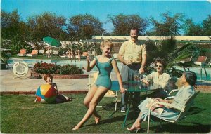 Texas El Paso Del Camino Motor Lodge 1950s Swimming Pool Postcard 22-1950