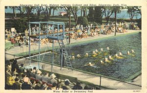 Linen Postcard; Water Ballet Swimming School. Gulf Hotel, Edgewater Park MS