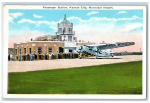 1931 Passenger Station Kansas City Municipal Airport Missouri Vintage Postcard