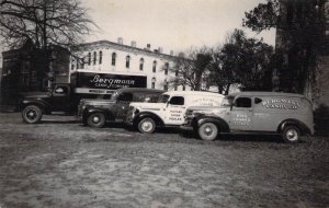 RPPC, Real Photo,Bergmann Candy Company Trucks, Quincy,IL,Old Plain Back Card