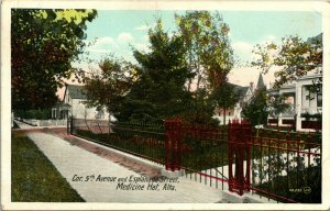 Vtg Postcard 1908 Medicine Hat Alberta 5th Street And Esplanade Street View