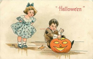 Halloween, Boy and Girl Carving JOL, HB Griggs No. 2214