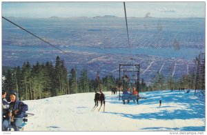 Double Chair Lift, Winter Scene, VANCOUVER, British Columbia, Canada, 40-60's