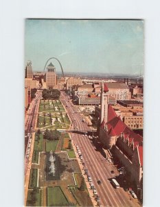 Postcard Aerial View of Market Street & Aloe Plaza St. Louis Missouri USA