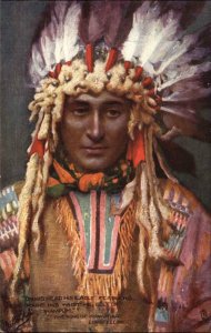 TUCK Hiawatha Native American Indian Series Eagle Feathers Postcard c1910