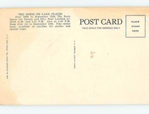 Linen Postcard Ad MOTOR BOAT RENTALS Adirondacks - Lake Placid NY hp5159