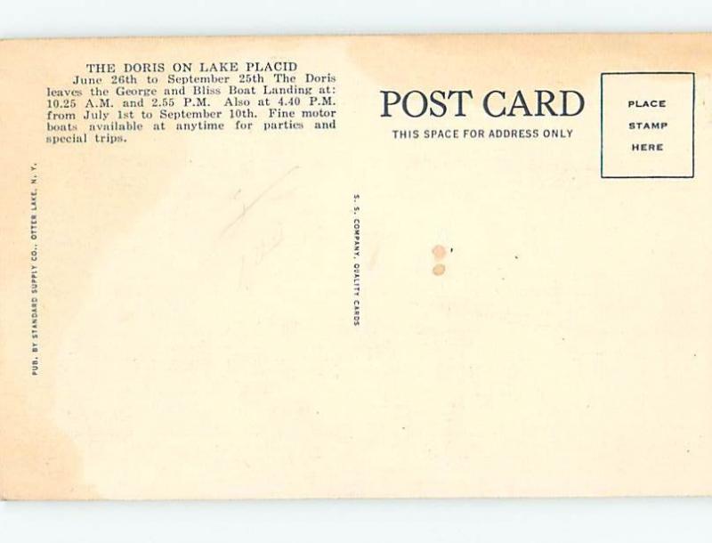 Linen Postcard Ad MOTOR BOAT RENTALS Adirondacks - Lake Placid NY hp5159