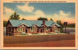 Linen Postcard Lakeside Cabin Court US Highway 54 Lake Ozark, Missouri