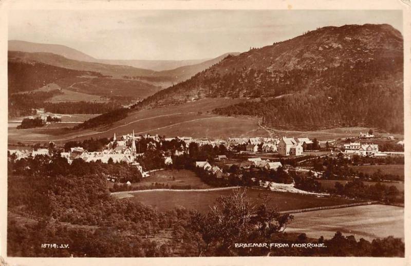 Aberdeenshire Scotland Braemar View Real Photo Antique Postcard K10357