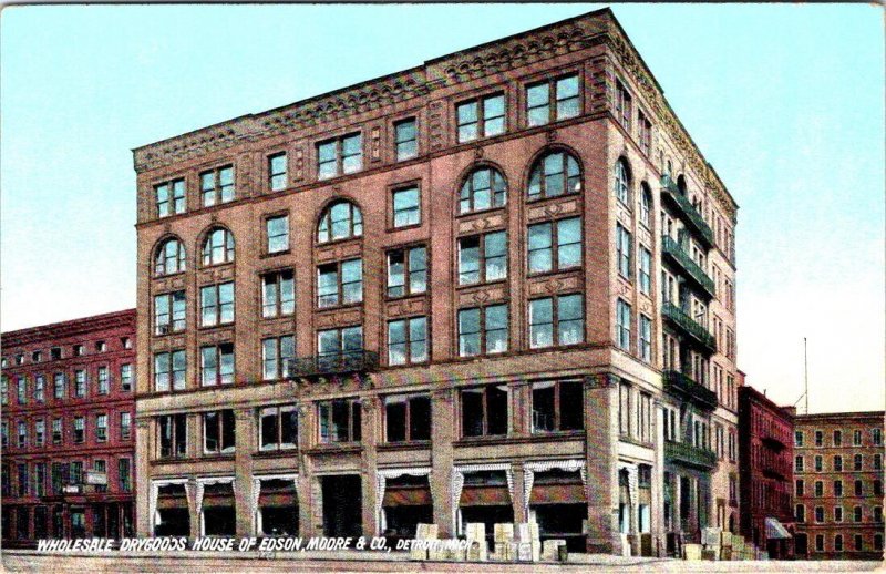 MI Detroit WHOLESALE DRYGOODS HOUSE OF EDSON, MOORE & CO STORE ca1910's Postcard