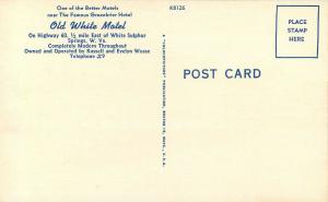 Linen Roadside Postcard; Old White Motel, White Sulphur Springs WV Hwy 60