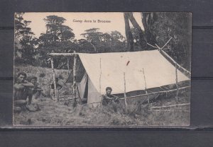 PAPUA NEW GUINEA, CAMP IN THE BUSH, c1920 Sacre Couer ppc., unused.