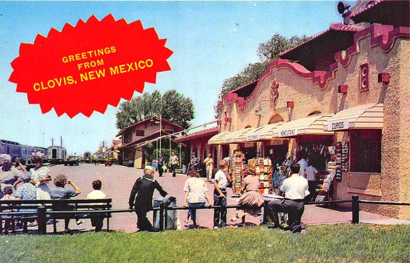 Clovis NM Busy Scene at The Santa Fe Terminal Postcard