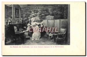 Postcard Old Fashion Female Headdress Palace suit Both era kisses of the Revo...