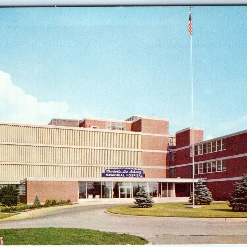 c1960s Waterloo IA Just Demolished Schoitz Memorial Hospital Chrome Postcard A61