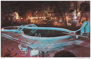 Night View of Heated Swimmimg Pool, The Brooksdale Park Inn, Barrie, Ontario,...