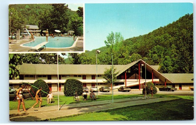 Twin Islands Motel Restaurant Little Pigeon River Gatlinburg TN Postcard D41