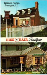 FLEMINGTON, NJ New Jersey  HIDE 'N HAIR BOUTIQUES   c1960s  Roadside  Postcard