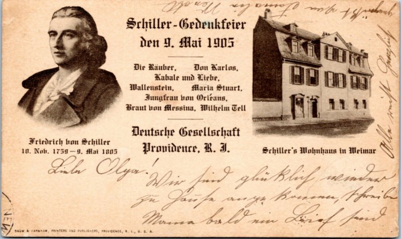 Private Mailing Card 1905 German Society of Providence Rhode Island