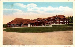 Grand Canyon Hotel Entrance Yellowstone Park WB Postcard UNP Unused Haynes VTG 