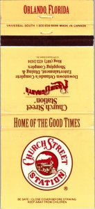 Vintage Matchbook Cover Church Street Station Orlando, Florida MB172