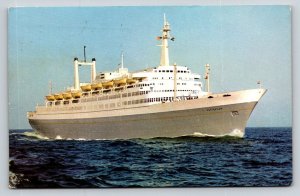 Holland-America Line Flagship SS Rotterdam Postcard 1967 London Postmark