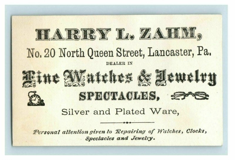 1880s Harry L. Zahm Watch Maker Spectacles Jewelry #3 Lot Of 6 P98