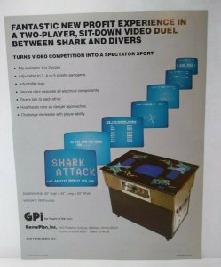 Shark Attack Arcade Flyer Original Game Plan Promo Art Killer Sharks 8.5 x 11 