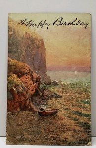 Tuck Oilette Clovelly A/S The Harbour Fishing Boats Beaded Postcard F15