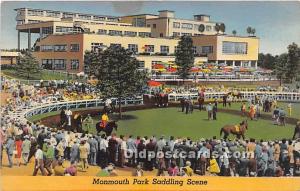 Monmouth Park Saddling Scene Horse Racing Unused 