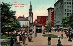 USA Tremont Street Park Street Church Boston Massachusetts Postcard 09.99