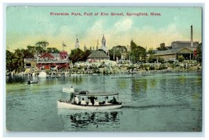 1913 Riverside Park, Foot of Elm Street Springfield, Massachusetts MA Postcard