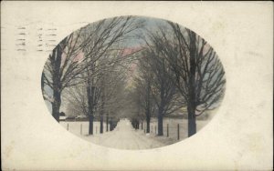 Albany New York NY Cancel Tree Lined Winter Road c1910 Real Photo Postcard