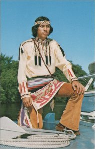 Postcard Native American Lance Little Eagle Wisconsin Dells WI